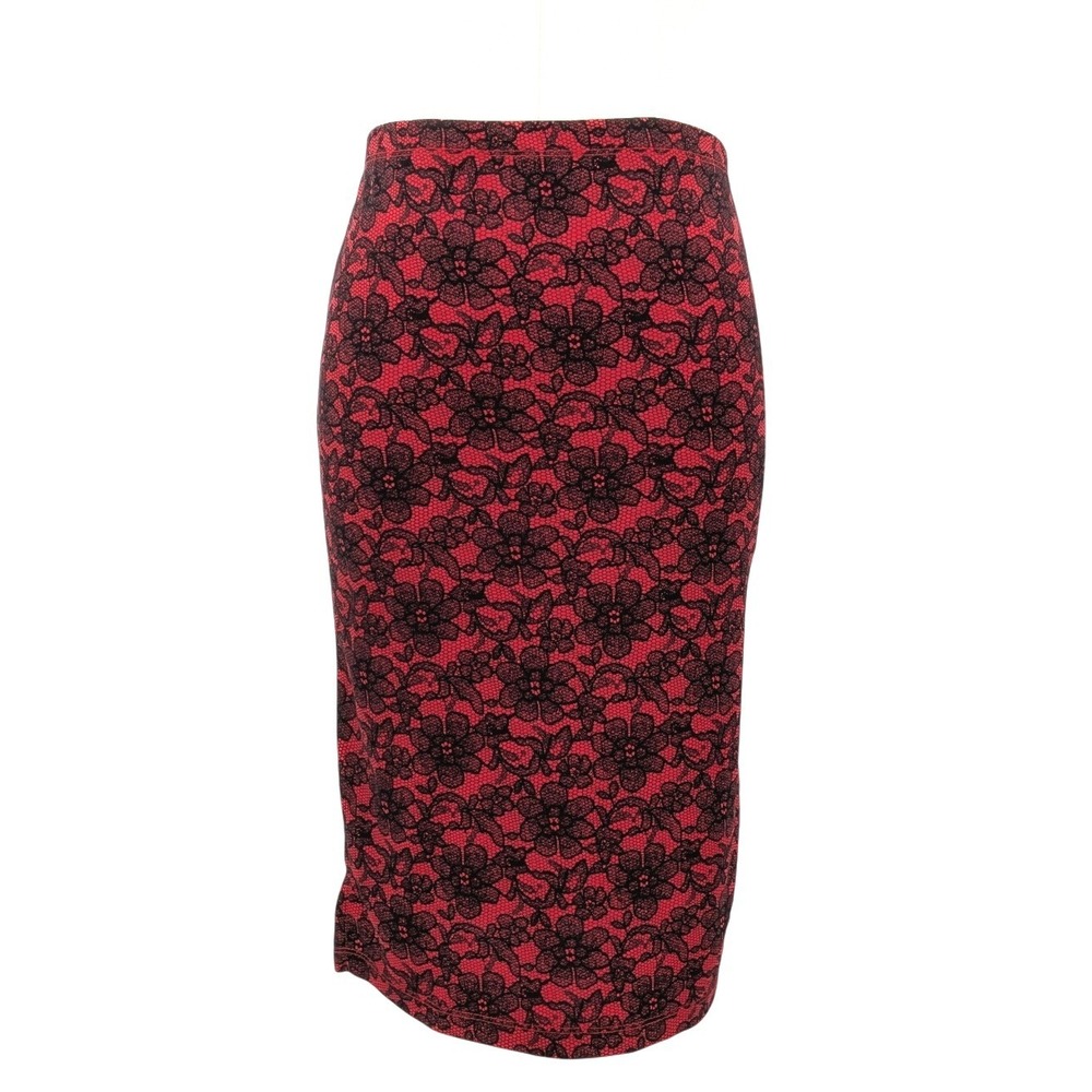 Christie‎ Brooks Y2K Red Black Lace Pencil Skirt Gothic Fits Jrs XS Girls 10 12
